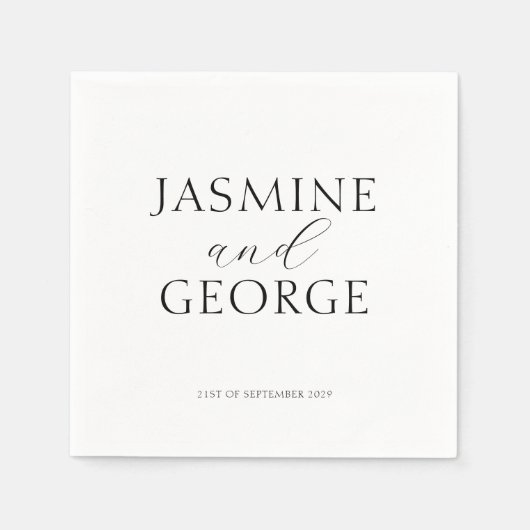 Elegant Script Zwart & Wit Chic Wedding Servet (Voorkant)