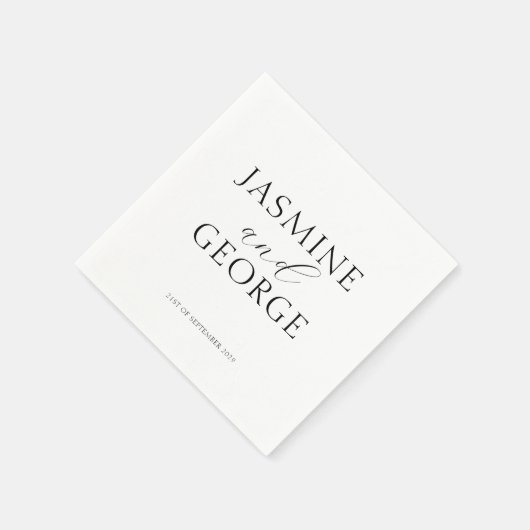 Elegant Script Zwart & Wit Chic Wedding Servet (Hoek)