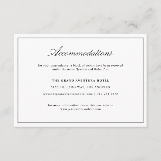 Elegant Script zwart-wit dikke rand Informatiekaartje (Voorkant)