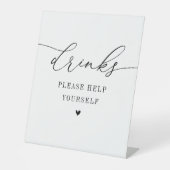 Elegant script zwart-wit drinken teken reclamebord met voetstuk (Voorkant)