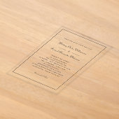 Elegant Script Zwart Wit Formeel Klassiek Bruiloft Acryl Uitnodigingen (Laagn)