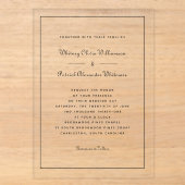 Elegant Script Zwart Wit Formeel Klassiek Bruiloft Acryl Uitnodigingen (Voorkant)