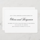 Elegant script zwart wit formeel repetitie diner kaart (Voorkant / Achterkant)