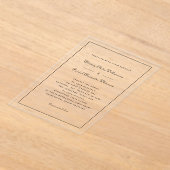 Elegant script zwart wit formele klassieke bruilof acryl uitnodigingen (Laagn)