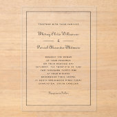 Elegant script zwart wit formele klassieke bruilof acryl uitnodigingen (Voorkant)