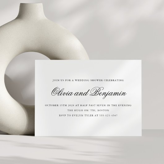 Elegant Script Zwart Wit Formele Trouw Bruiloftsfe Kaart