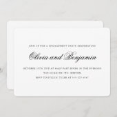 Elegant script zwart wit formele verlovingsfeest kaart (Voorkant / Achterkant)