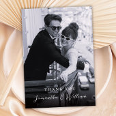 Elegant Script Zwart Wit Foto Bruiloft Bedankt