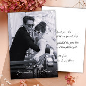 Elegant Script Zwart Wit Foto Bruiloft Bedankt