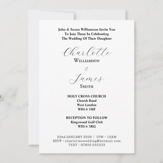 Elegant Script zwart-wit foto bruiloft Kaart (Voorkant)