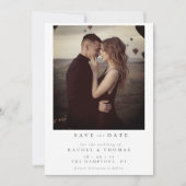 Elegant Script Zwart Wit Foto Bruiloft Save The Date (Voorkant)