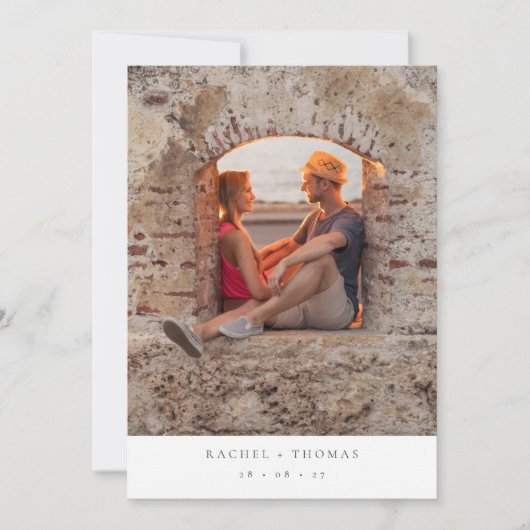 Elegant Script Zwart Wit Foto bruiloft Save the Ro Save The Date (Voorkant)