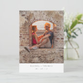 Elegant Script Zwart Wit Foto bruiloft Save the Ro Save The Date (Staand voorkant)