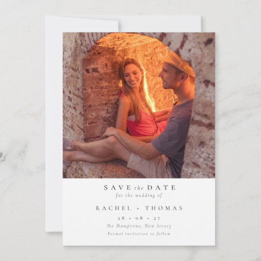 Elegant Script Zwart Wit Foto bruiloft Save the Ro Save The Date (Achterkant)