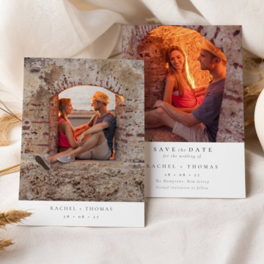 Elegant Script Zwart Wit Foto bruiloft Save the Ro Save The Date