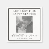 Elegant Script zwart-wit foto bruiloft Servet (Voorkant)