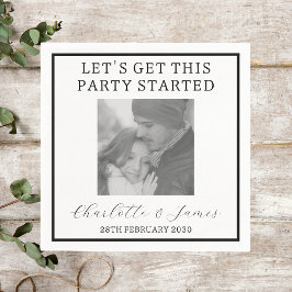 Elegant Script zwart-wit foto bruiloft Servet