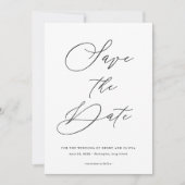 Elegant Script Zwart Wit Foto op Achterkant Trouwd Save The Date (Voorkant)