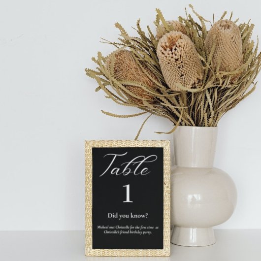 Elegant script zwart-wit Fun facts bruiloft Kaart