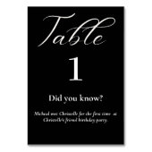 Elegant script zwart-wit Fun facts bruiloft Kaart (Achterkant)