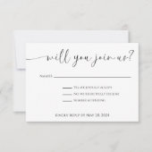 Elegant Script Zwart-wit Ga je met ons mee RSVP Kaartje (Voorkant)