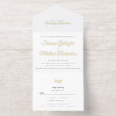 Elegant Script Zwart Wit Gouden Folie Wedding All In One Uitnodiging (Binnenkant)