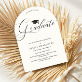 Elegant Script Zwart Wit Graduation Party Arch Kaart