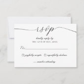 Elegant Script Zwart Wit Huwelijk Eenvoudig RSVP Kaartje (Voorkant)
