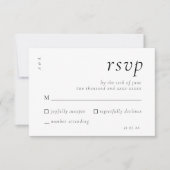 Elegant Script Zwart Wit Huwelijk Eenvoudig RSVP Kaartje (Voorkant)