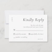 Elegant Script Zwart Wit Huwelijk Eenvoudig RSVP Kaartje (Voorkant)