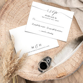 Elegant Script Zwart Wit Huwelijk Eenvoudig RSVP Kaartje