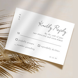 Elegant Script Zwart Wit Huwelijk Eenvoudig RSVP Kaartje