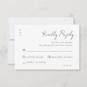 Elegant Script Zwart Wit Huwelijk Eenvoudig RSVP Kaartje (Voorkant)