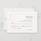Elegant Script Zwart Wit Ivoor Fotobruiloft RSVP Kaartje (Voorkant)