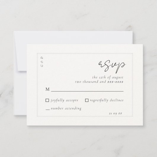 Elegant Script Zwart Wit Ivoor Fotobruiloft RSVP Kaartje (Voorkant)