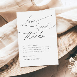 Elegant Script Zwart-wit Klassieke bruiloft Bedankkaart