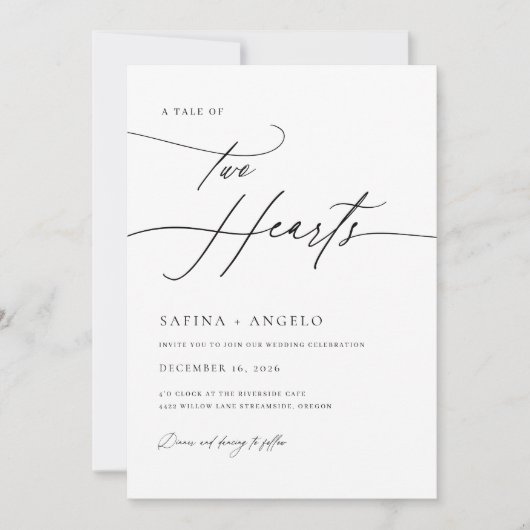 Elegant Script Zwart-wit Klassieke bruiloft Kaart (Voorkant)