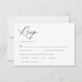 Elegant Script Zwart-wit Klassieke bruiloft RSVP Kaartje