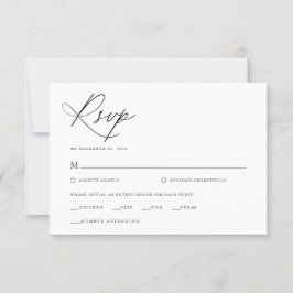 Elegant Script Zwart-wit Klassieke bruiloft RSVP Kaartje