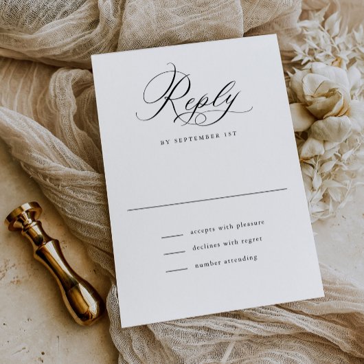 Elegant Script Zwart-wit Klassieke bruiloft RSVP Kaartje