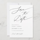 Elegant Script Zwart-wit Klassieke bruiloft Save The Date (Voorkant)
