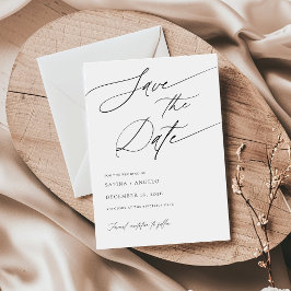 Elegant Script Zwart-wit Klassieke bruiloft Save The Date