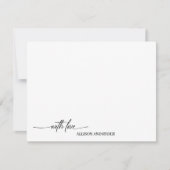 Elegant Script Zwart Wit met Liefde Dank Je Notitiekaartje (Voorkant)