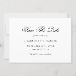 Elegant Script zwart-wit minimalistische bruiloft Save The Date