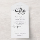 Elegant Script Zwart-wit Moderne bruiloft All In One Uitnodiging (Binnen)