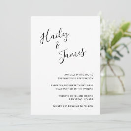 Elegant Script Zwart-wit Moderne bruiloft Kaart