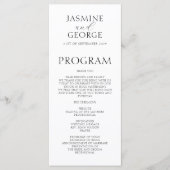 Elegant Script Zwart & Wit Moderne bruiloft Programmakaart (Voorkant)