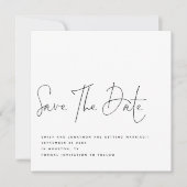 Elegant Script Zwart Wit QR Bruiloft Opslagdatum Kaart (Voorkant)