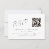 Elegant Script Zwart Wit QR Code Bruiloft RSVP Kaartje (Voorkant)