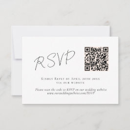 Elegant Script Zwart Wit QR Code Bruiloft RSVP Kaartje